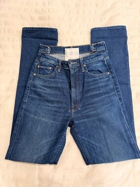 MOTHER woman’s Dark Blue Straight-Leg Jeans